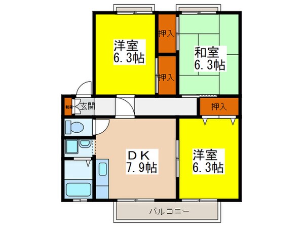 サンビレッジ平野Ｂ棟の物件間取画像